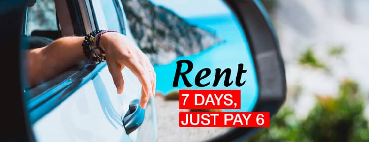 Rent for 7 days and only pay 6